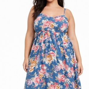 Torrid Sundress Blue Floral Dress L